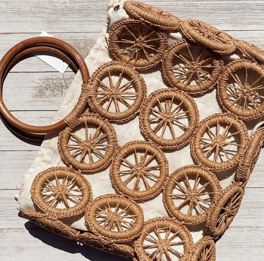 Marimar Boho Multi Circle Beach Bag (Tan)