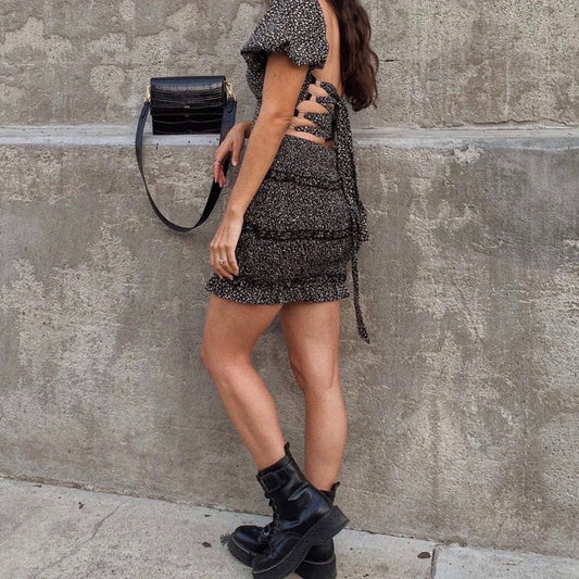 Camila Squareneck Puff Sleeve Scruntch Dress