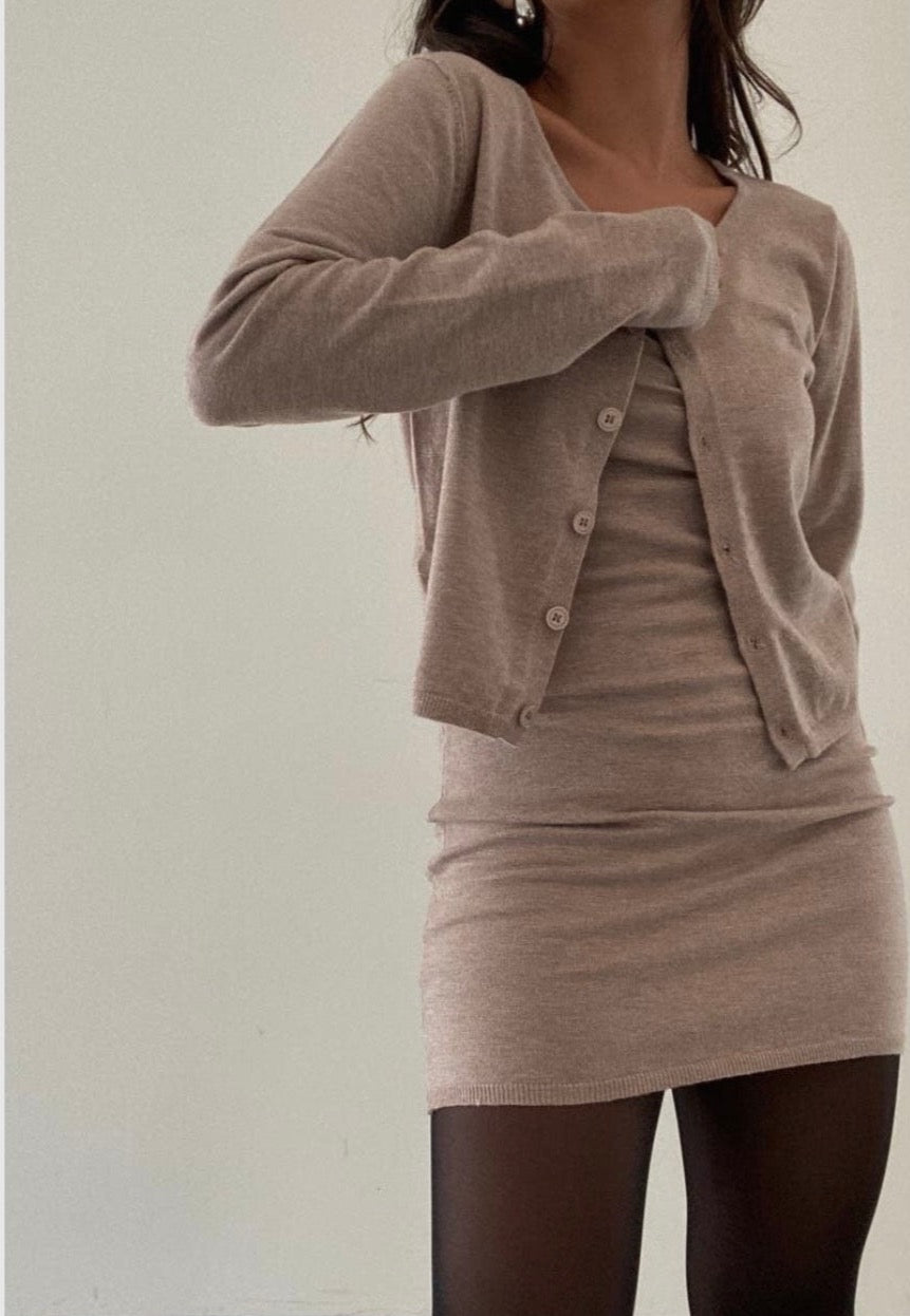 Maddie Knit Mini Dress + Cardigan Set