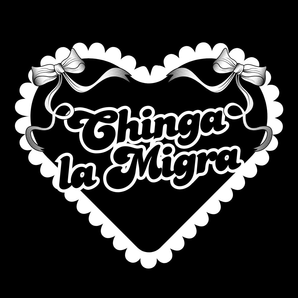 Chinga la Migra Sticker (Black Heart & White Ribbon)