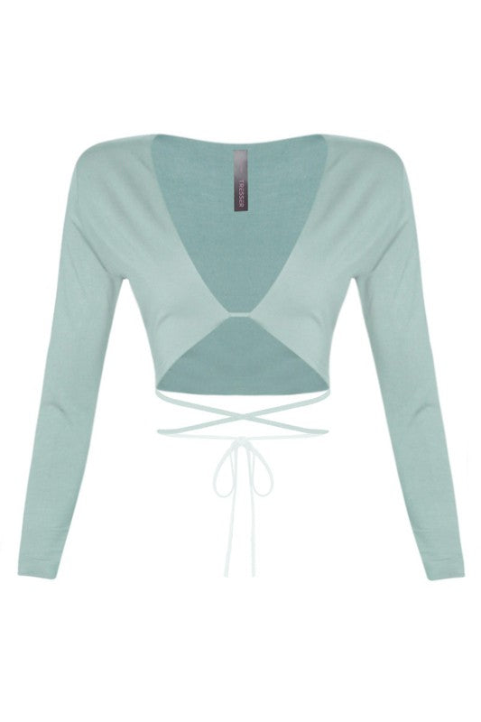 Lissette Waist Tie Crop Top (Sage)