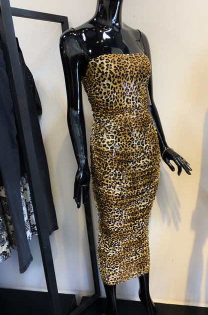 Roxy Cheetah Print Mesh Bodycon Dress