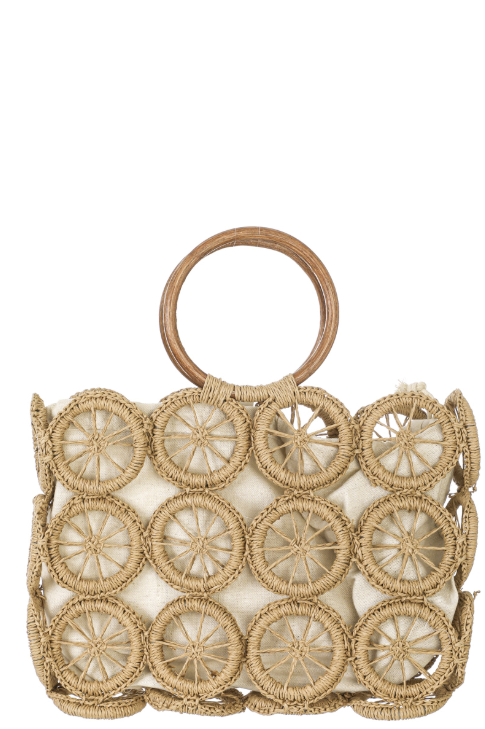 Marimar Boho Multi Circle Beach Bag (Tan)