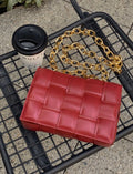 Ruby Quilted Rectangle Chainlink Bag (Rudolf Red)