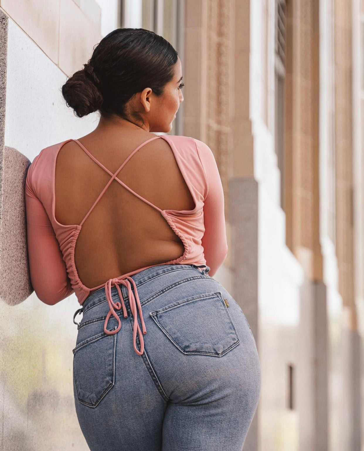 Lolita Open Cross Back Long Sleeve (Berry)