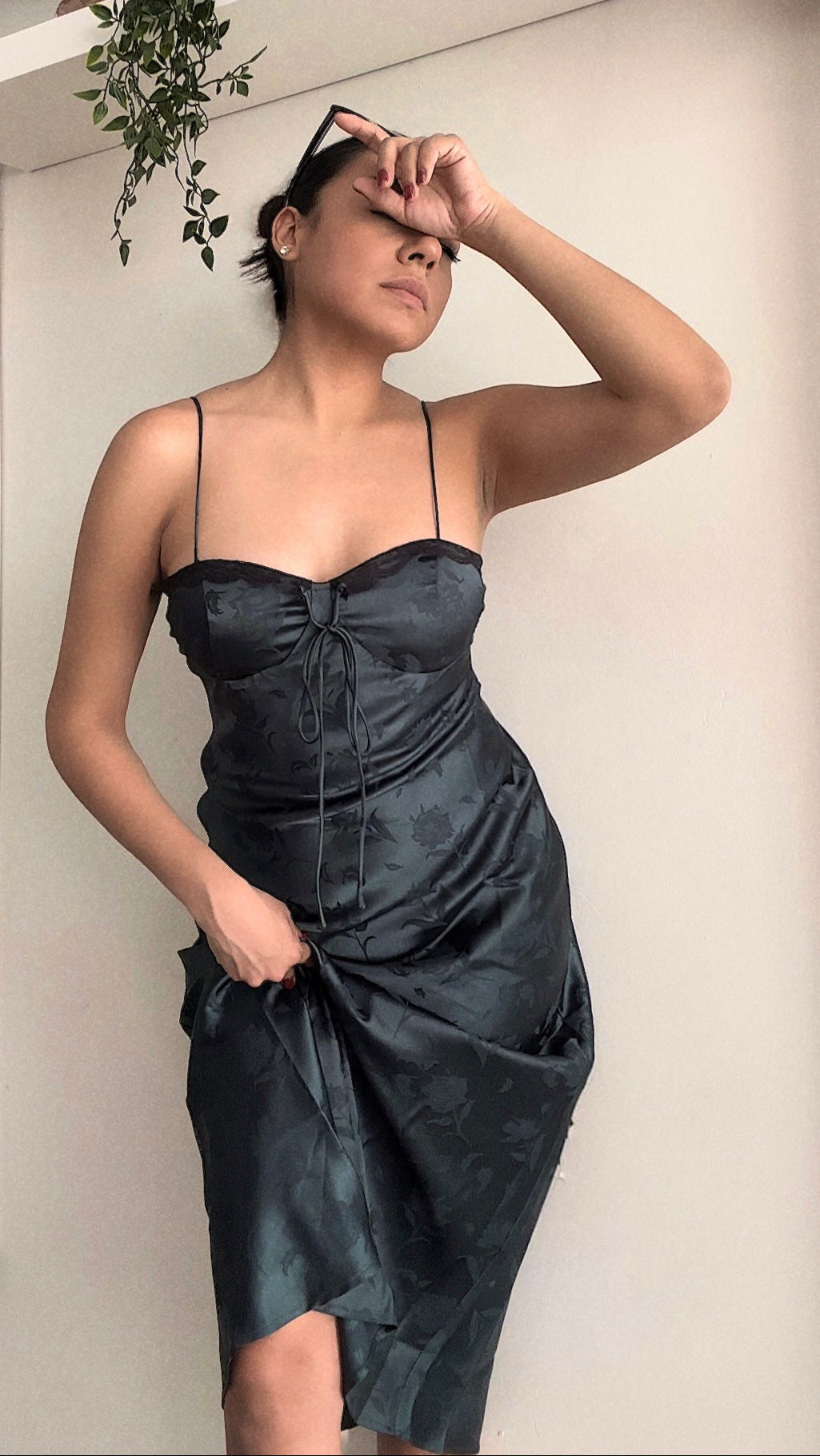 Quin Satin Ribbon Laced Dress