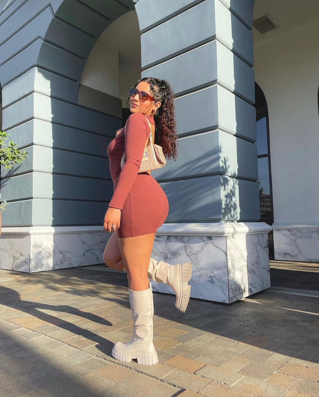 Becky "Peek a Boo" Dress (Cinnamon)