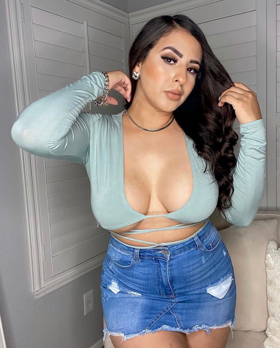 Lissette Waist Tie Crop Top (Sage)