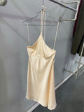 Stacy Satin Halter Bustier Mini Dress (Champagne)