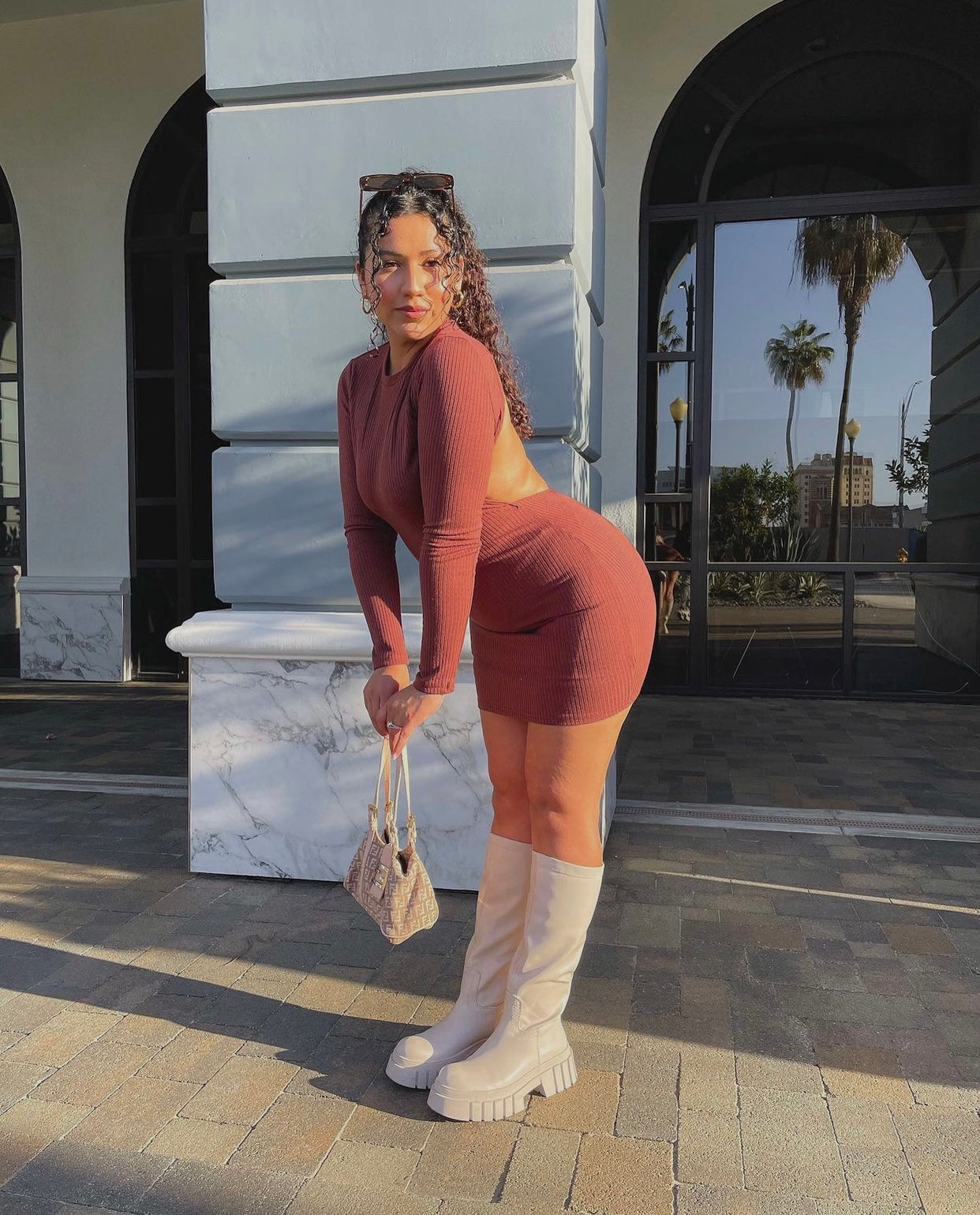 Becky "Peek a Boo" Dress (Cinnamon)