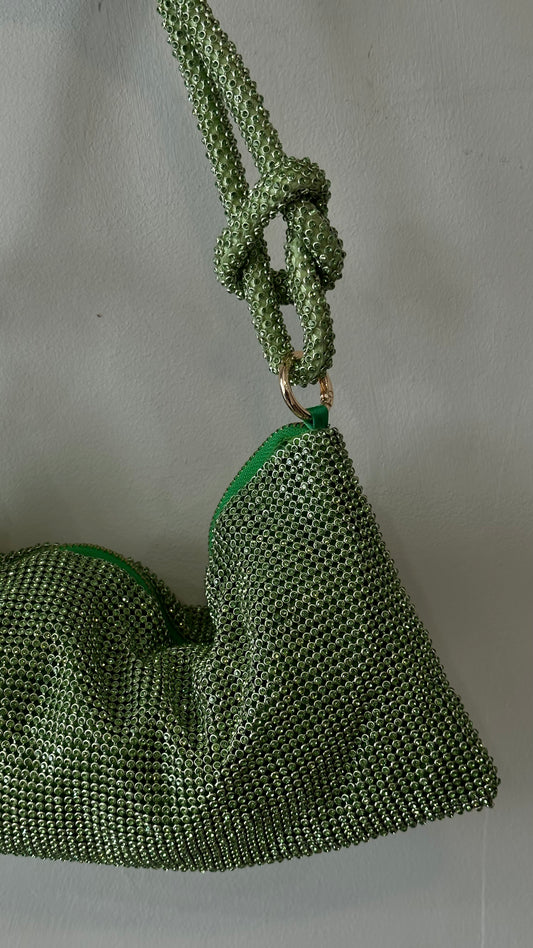 Sarahi Rectangle Mesh Knot Handbag (Green)