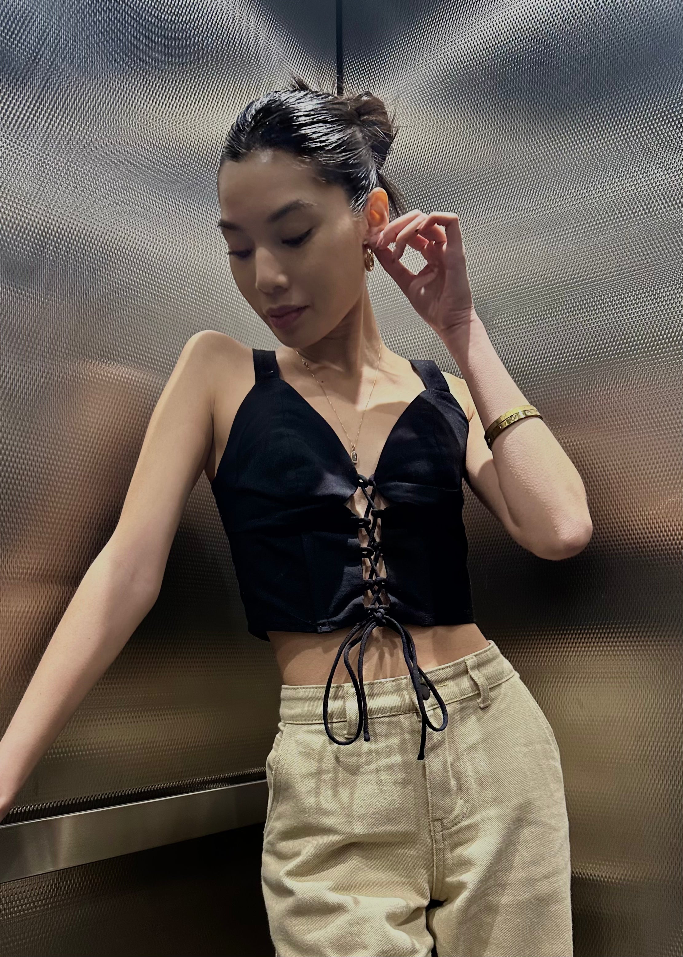 Fern Knit Bustier Laced Top